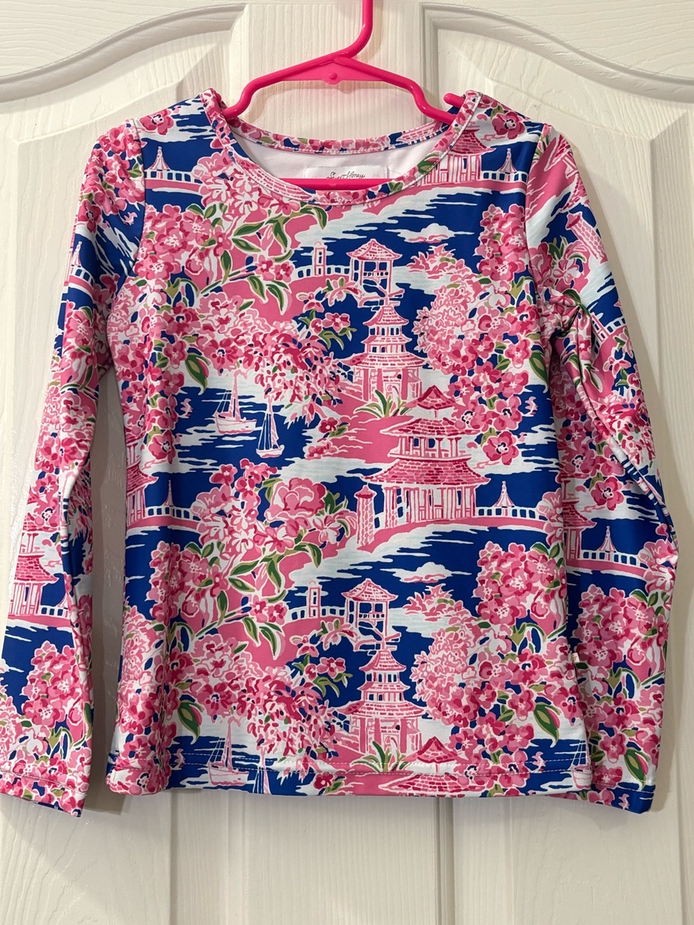 Sweet Honey Girls' Pink & Blue Floral Long-Sleeve Rash Guard